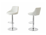 2 Diamond Style Padded Leather Barstools (White) w/ Adjustable Height V196-BS524W_K