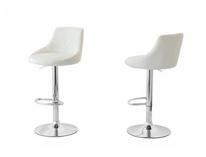2 Diamond Style Padded Leather Barstools (White) w/ Adjustable Height V196-BS524W_K