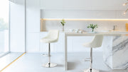2 Diamond Style Padded Leather Barstools (White) w/ Adjustable Height V196-BS524W_K