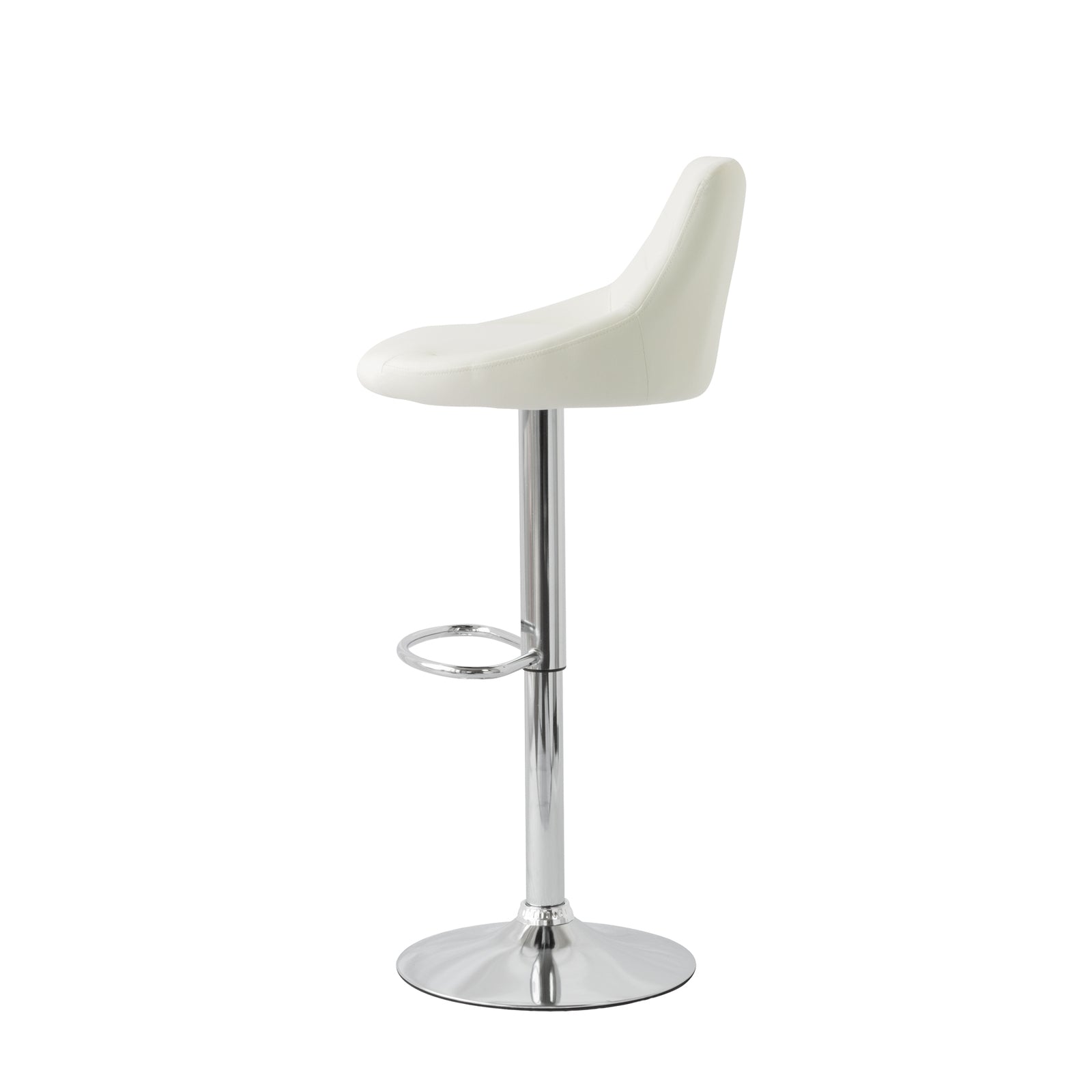 2 Diamond Style Padded Leather Barstools (White) w/ Adjustable Height V196-BS524W_K