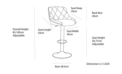 2 Diamond Style Padded Leather Barstools (White) w/ Adjustable Height V196-BS524W_K