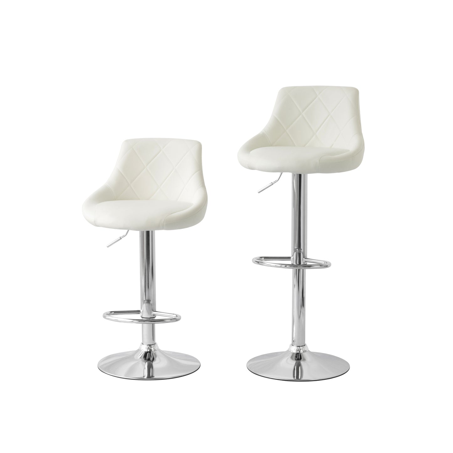 2 Diamond Style Padded Leather Barstools (White) w/ Adjustable Height V196-BS524W_K