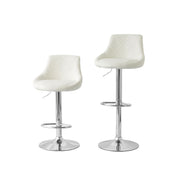 2 Diamond Style Padded Leather Barstools (White) w/ Adjustable Height V196-BS524W_K