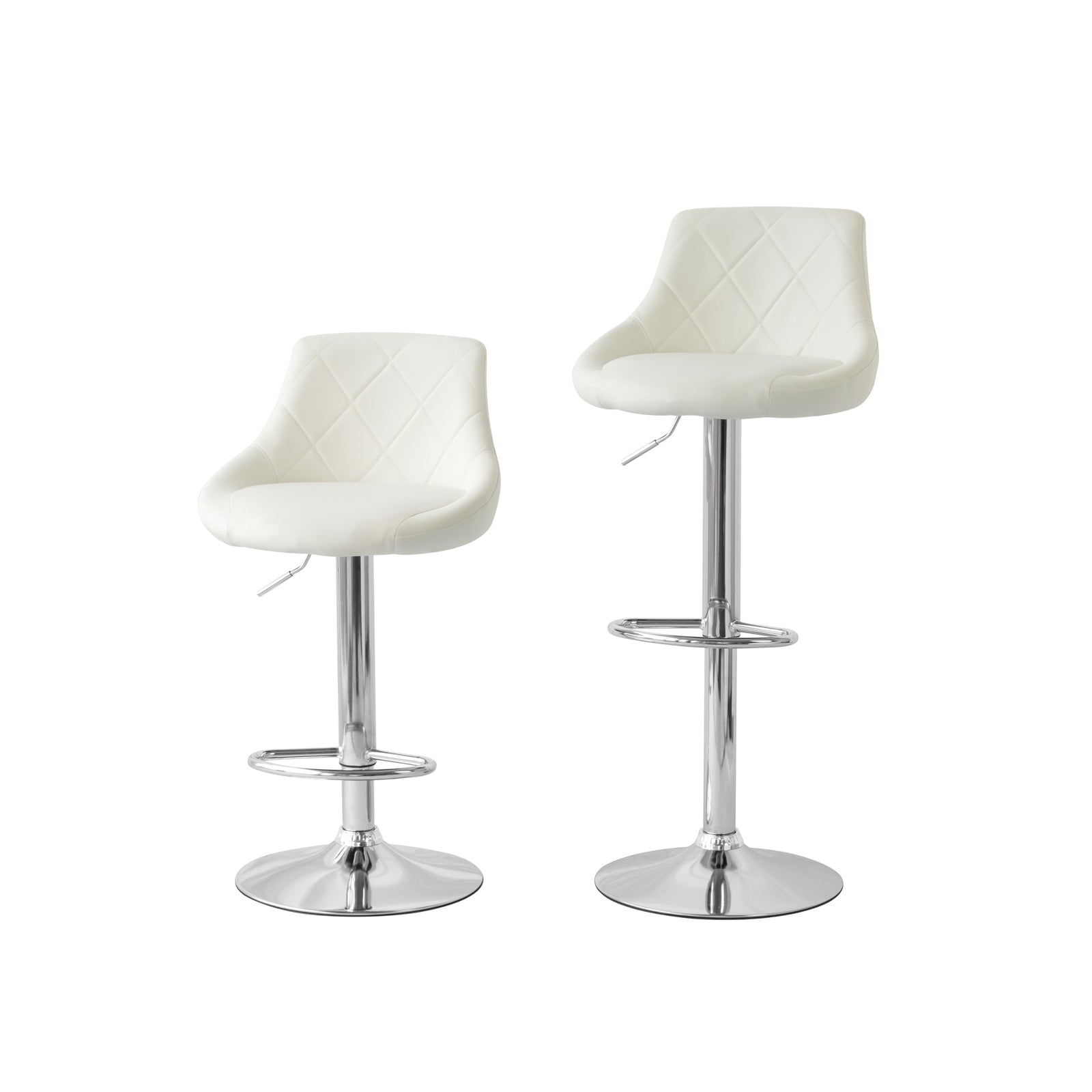 2 Diamond Style Padded Leather Barstools (White) w/ Adjustable Height V196-BS524W_K