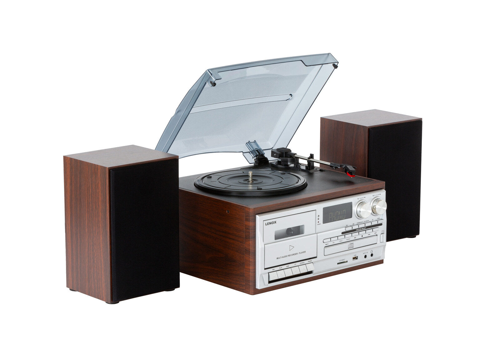 Audio Home Entertainment System (Brown) Turntable, CDs, Vinyl, Wireless Streaming & More V196-CD114BR