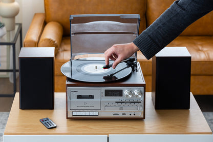 Audio Home Entertainment System (Brown) Turntable, CDs, Vinyl, Wireless Streaming & More V196-CD114BR