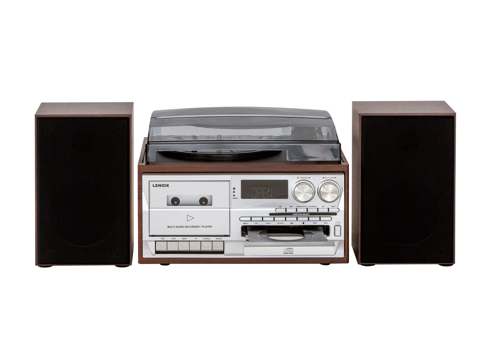 Audio Home Entertainment System (Brown) Turntable, CDs, Vinyl, Wireless Streaming & More V196-CD114BR