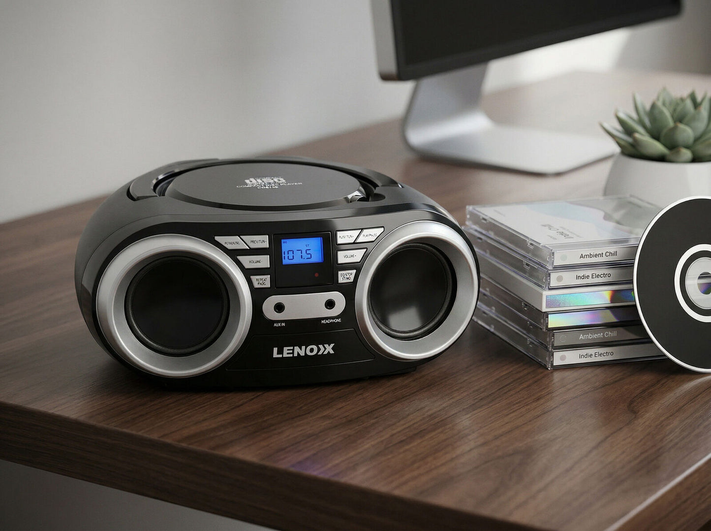 Portable CD Player (Black) 4W Speaker with FM Radio & AUX In V196-CD813B