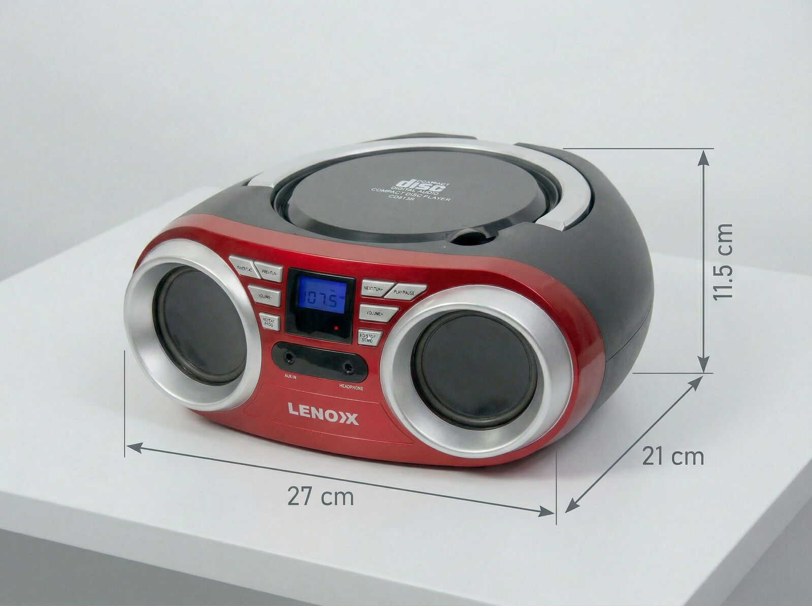Portable CD Player (Red) 4W Speaker with FM Radio & AUX In V196-CD813R