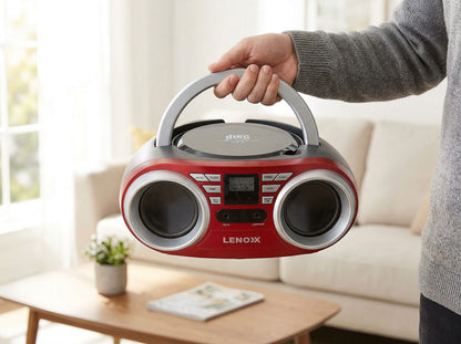Portable CD Player (Red) 4W Speaker with FM Radio & AUX In V196-CD813R