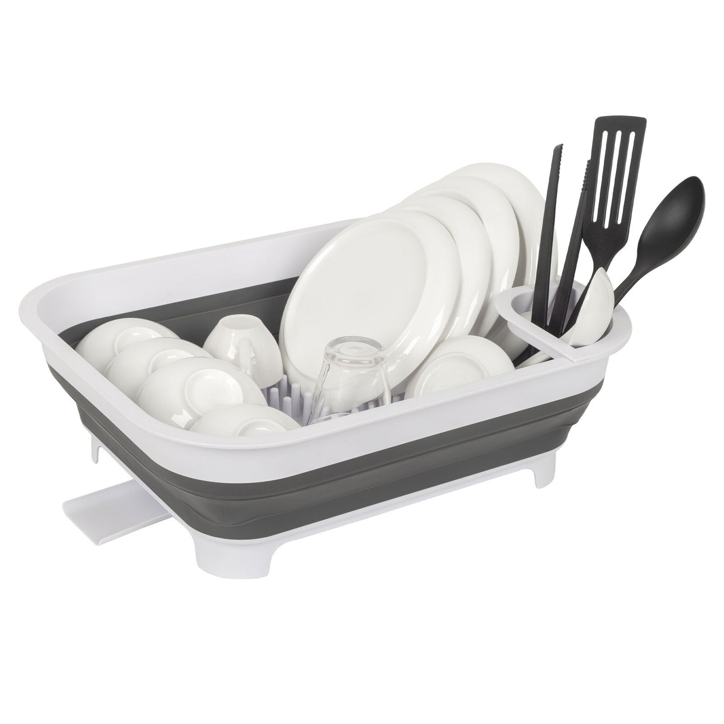 Collapsible Dish Rack with Utensil Section Space-Saving Drying Rack for Compact Kitchens & Camping V196-CDR10