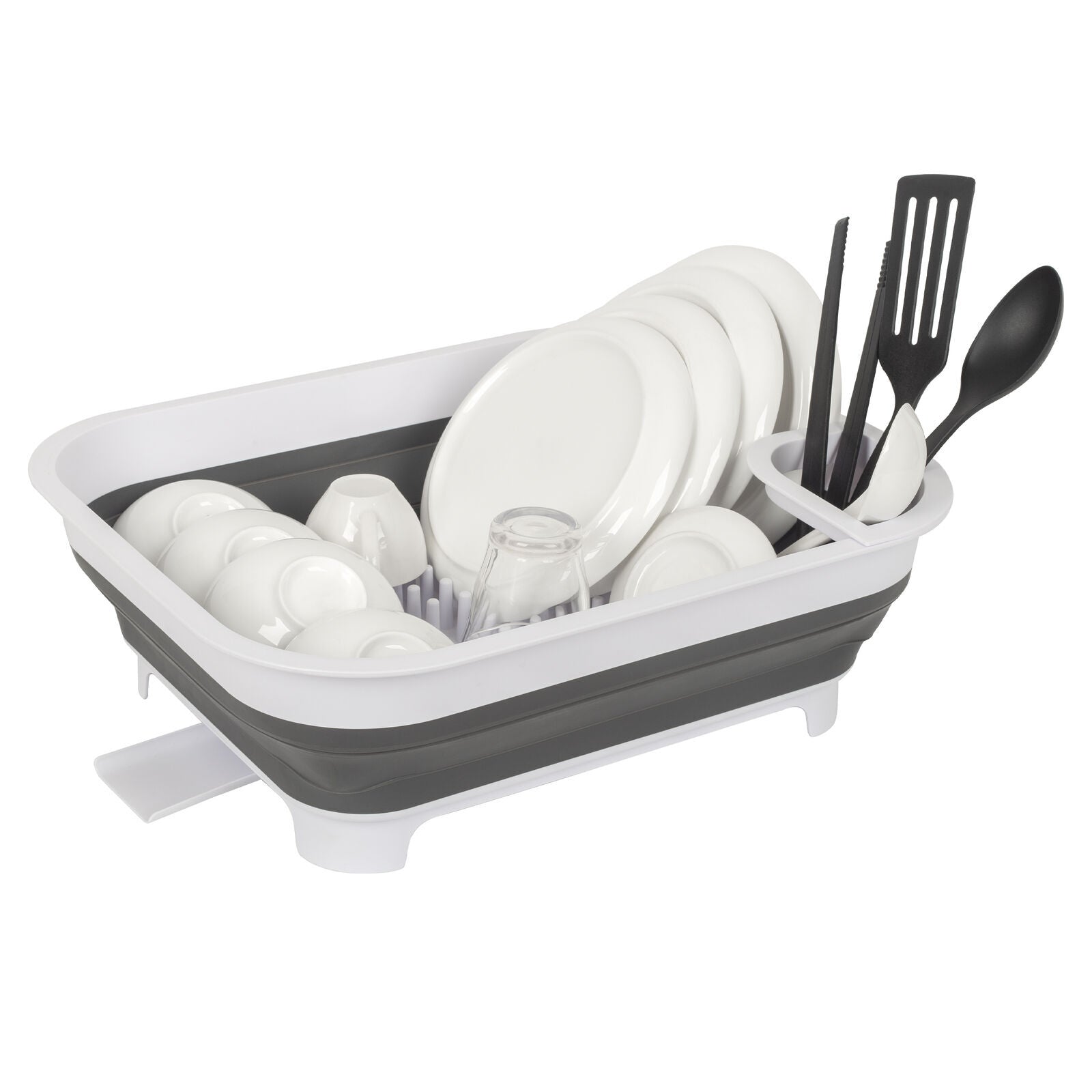 Collapsible Dish Rack with Utensil Section Space-Saving Drying Rack for Compact Kitchens & Camping V196-CDR10