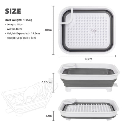 Collapsible Dish Rack with Utensil Section Space-Saving Drying Rack for Compact Kitchens & Camping V196-CDR10