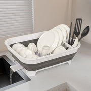 Collapsible Dish Rack with Utensil Section Space-Saving Drying Rack for Compact Kitchens & Camping V196-CDR10