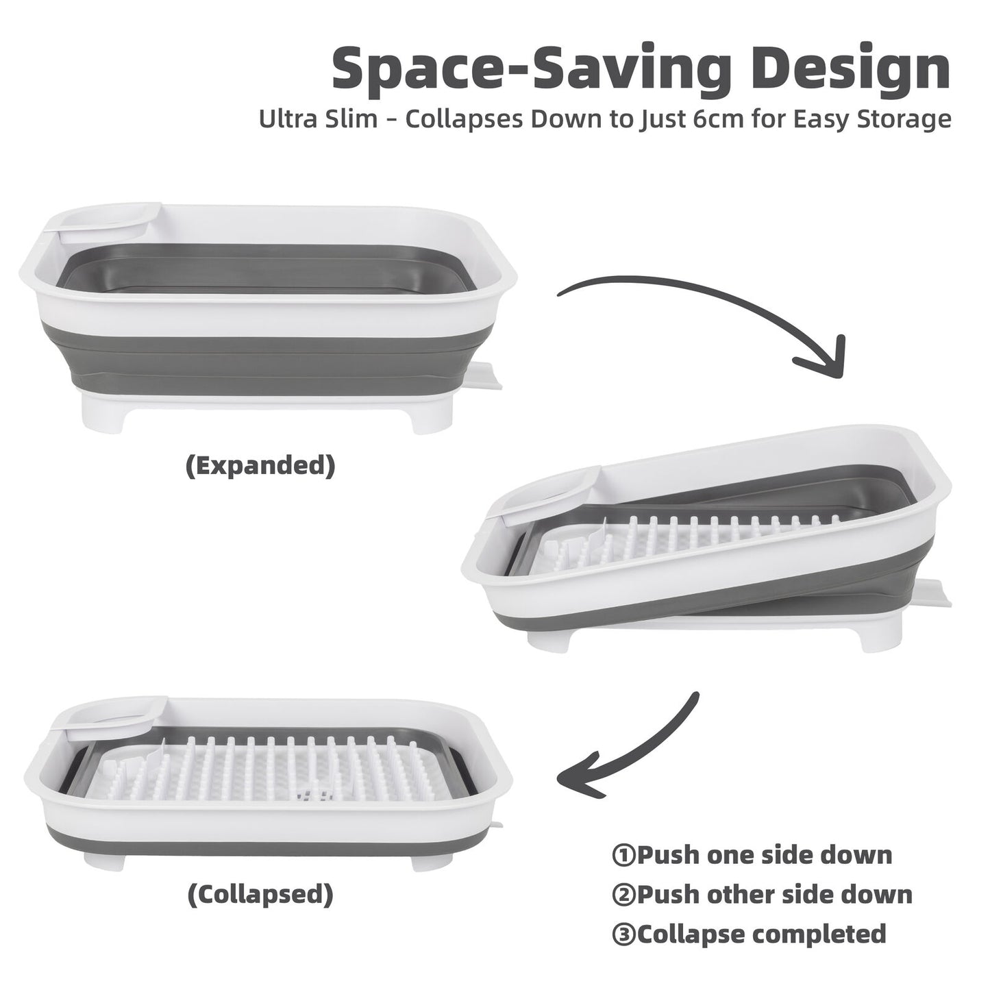Collapsible Dish Rack with Utensil Section Space-Saving Drying Rack for Compact Kitchens & Camping V196-CDR10