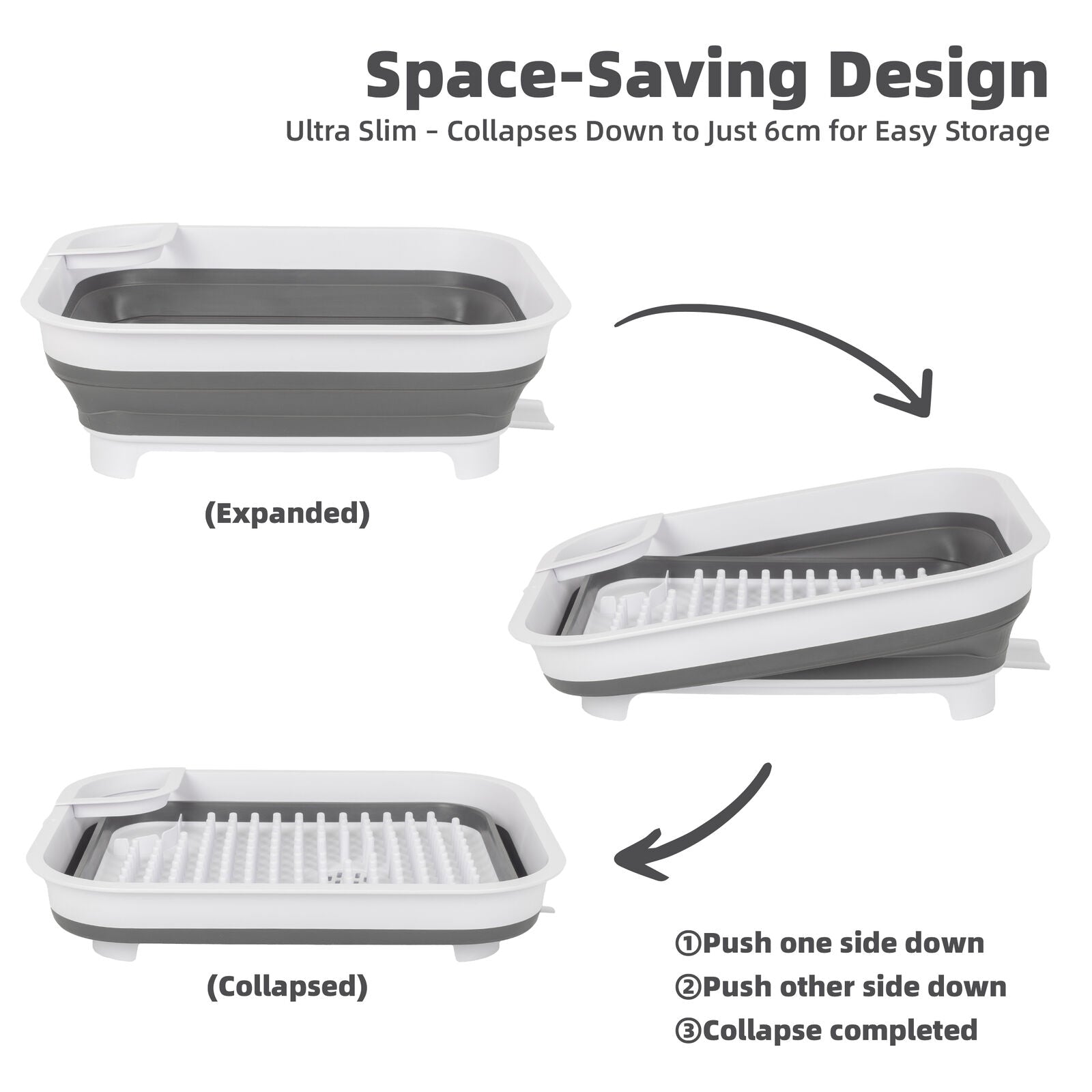 Collapsible Dish Rack with Utensil Section Space-Saving Drying Rack for Compact Kitchens & Camping V196-CDR10