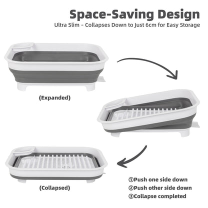 Collapsible Dish Rack with Utensil Section Space-Saving Drying Rack for Compact Kitchens & Camping V196-CDR10