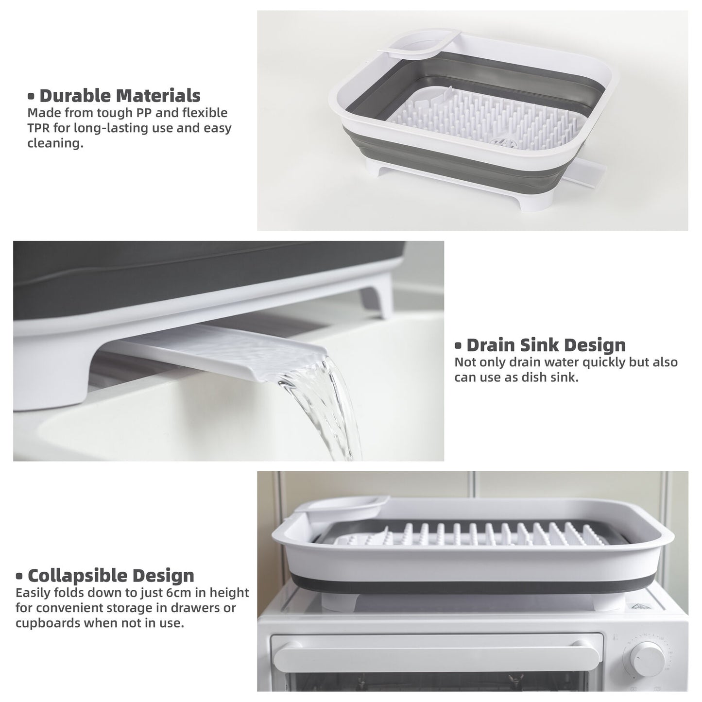 Collapsible Dish Rack with Utensil Section Space-Saving Drying Rack for Compact Kitchens & Camping V196-CDR10
