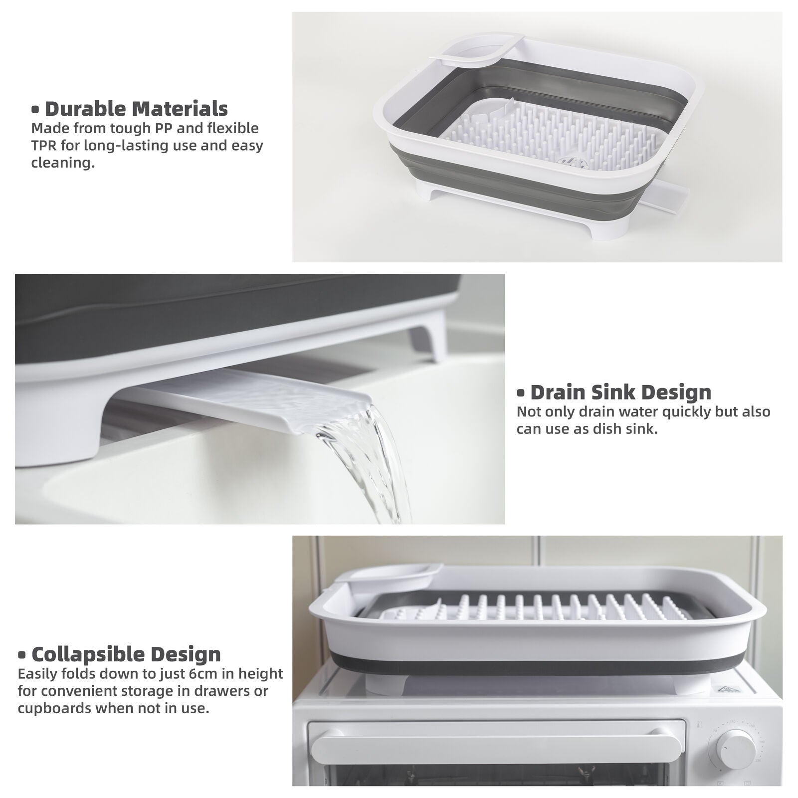 Collapsible Dish Rack with Utensil Section Space-Saving Drying Rack for Compact Kitchens & Camping V196-CDR10