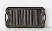 Oil-seasoned Ready to use 50.7x25.8cm Reversible Cast Iron Grill - Black V196-CIGP05