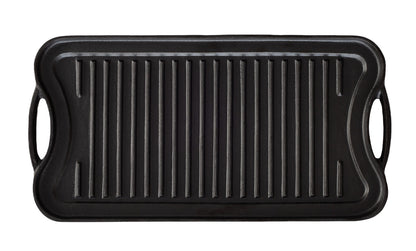 Oil-seasoned Ready to use 50.7x25.8cm Reversible Cast Iron Grill - Black V196-CIGP05