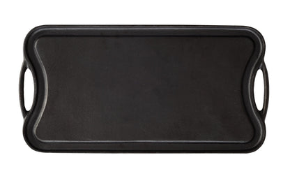 Oil-seasoned Ready to use 50.7x25.8cm Reversible Cast Iron Grill - Black V196-CIGP05