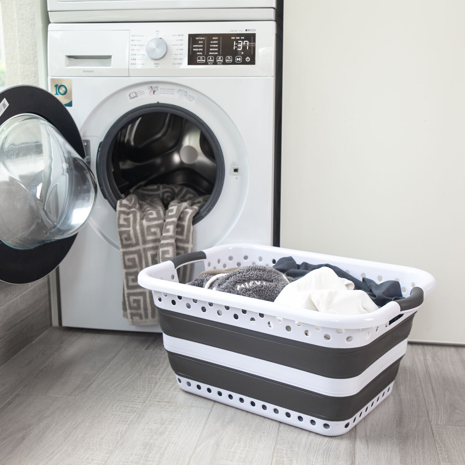 45L Space Saving Laundry Basket, Collapsible Hamper for Dorms, RVs, Homes & Garages V196-CLB30