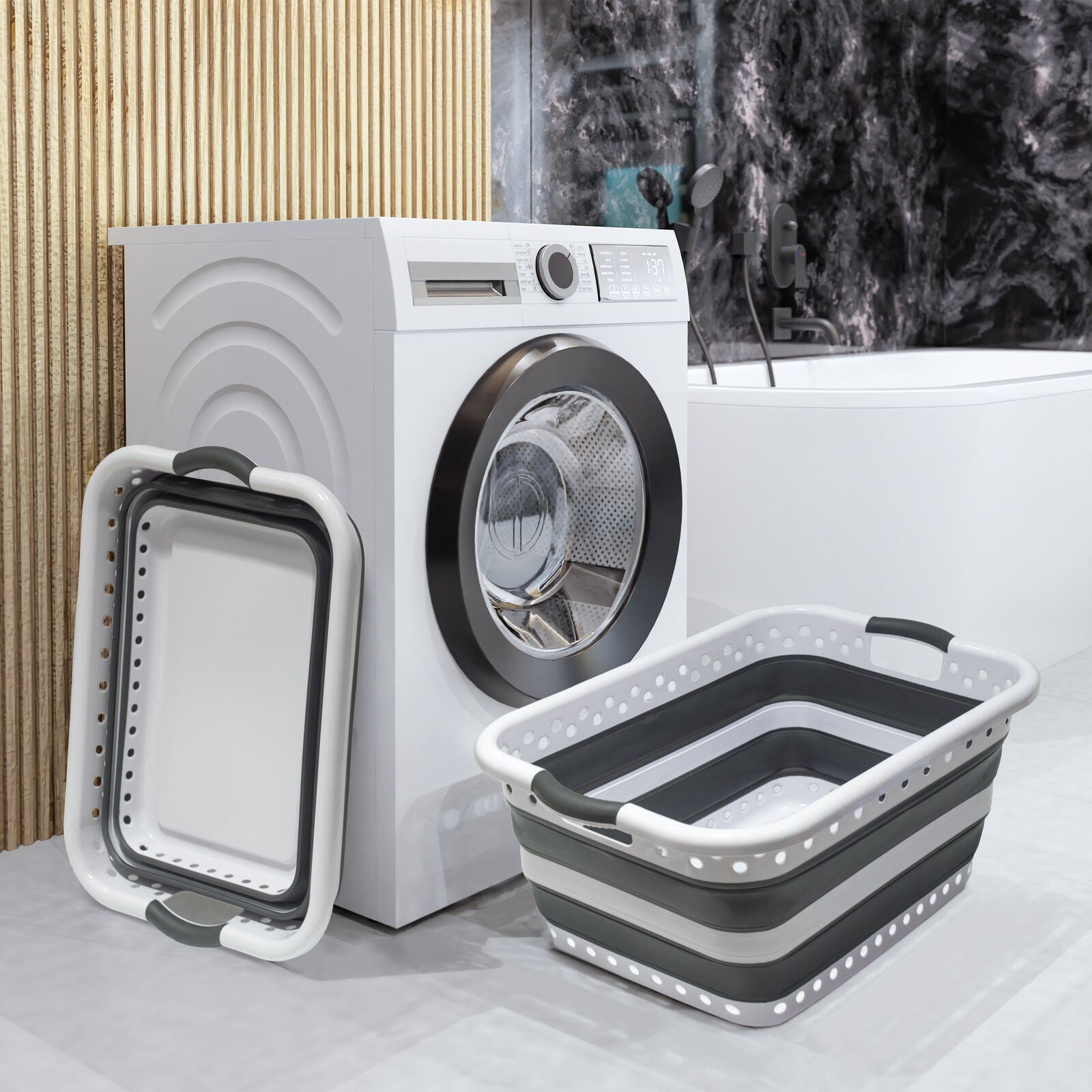 45L Space Saving Laundry Basket, Collapsible Hamper for Dorms, RVs, Homes & Garages V196-CLB30