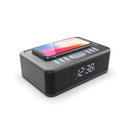 2in1 10W Wireless Fast Charging Wireless Streaming/FM Radio Alarm Clock w/ USB/AUX V196-CRW30