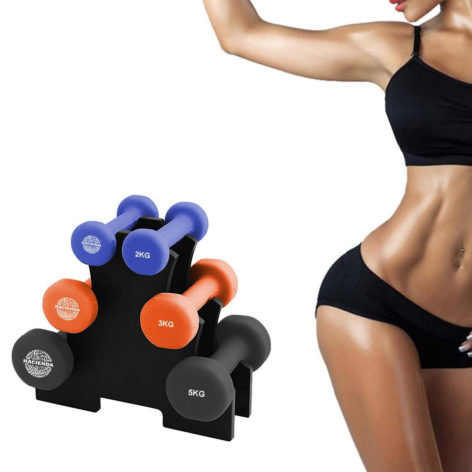 7pc 2/3/5kg 20Kg Total Weighted Dumbbell Gym Set for Exercise w/Rack V196-DB620