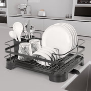 Steel Frame Dish Drying Rack Durable Steel Frame, Removable Utensil Holder, Compact Size for Small Kitchens & V196-DR106