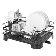 Steel Frame Dish Drying Rack Durable Steel Frame, Removable Utensil Holder, Compact Size for Small Kitchens & V196-DR106