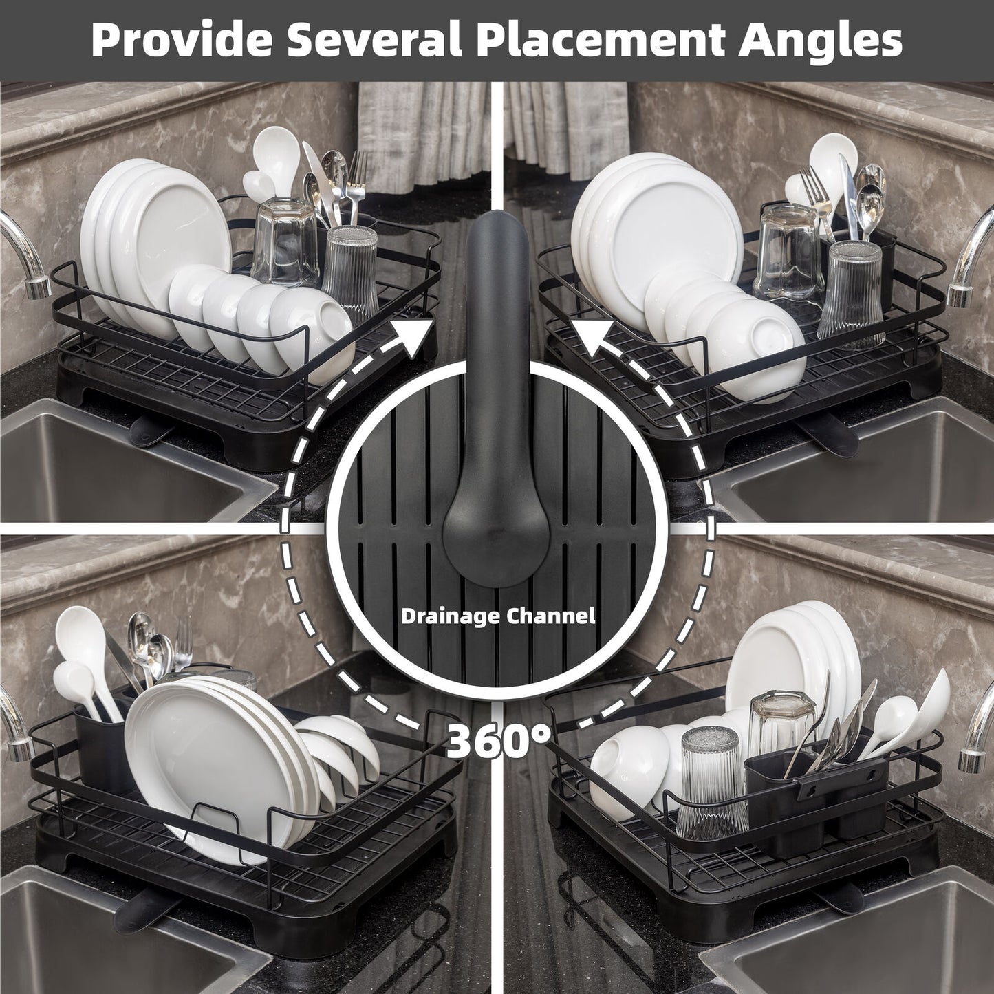 Steel Frame Dish Drying Rack Durable Steel Frame, Removable Utensil Holder, Compact Size for Small Kitchens & V196-DR106