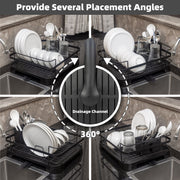 Steel Frame Dish Drying Rack Durable Steel Frame, Removable Utensil Holder, Compact Size for Small Kitchens & V196-DR106