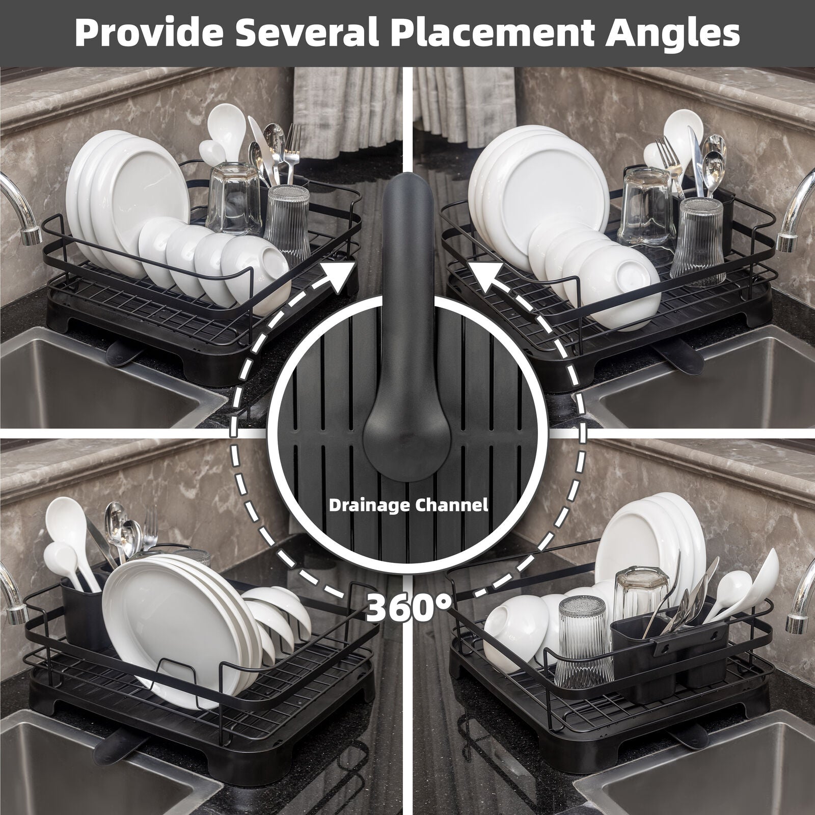Steel Frame Dish Drying Rack Durable Steel Frame, Removable Utensil Holder, Compact Size for Small Kitchens & V196-DR106