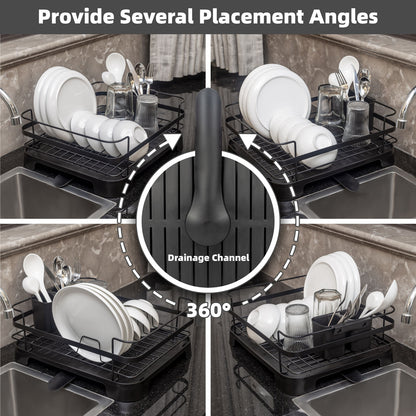 Steel Frame Dish Drying Rack Durable Steel Frame, Removable Utensil Holder, Compact Size for Small Kitchens & V196-DR106