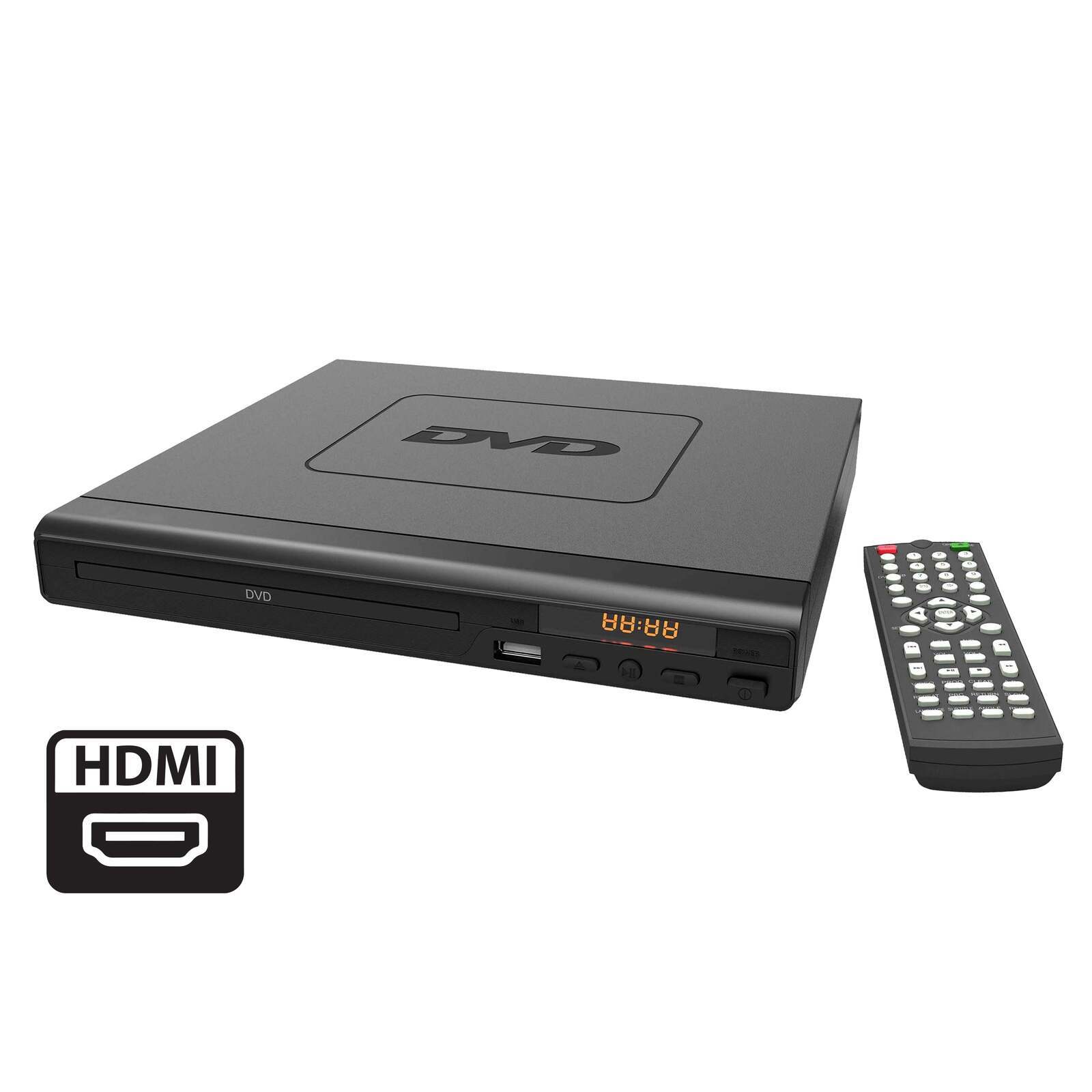 HDMI DVD Player (Black) w/ Remote Control, Compact Size, 8 Languages V196-DVDHD3470