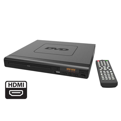HDMI DVD Player (Black) w/ Remote Control, Compact Size, 8 Languages V196-DVDHD3470