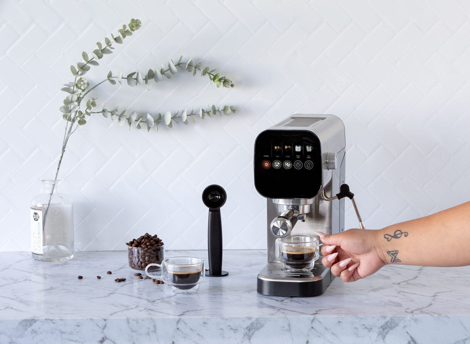 Touch Screen Operation Espresso Coffee Machine with 20-Bar Pressure Pump V196-ECM90