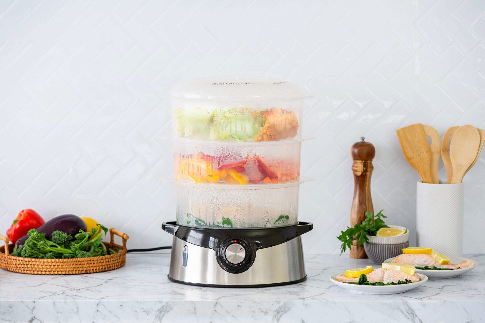 3 Tier Food Steamer with Stainless Steel Base V196-FS100