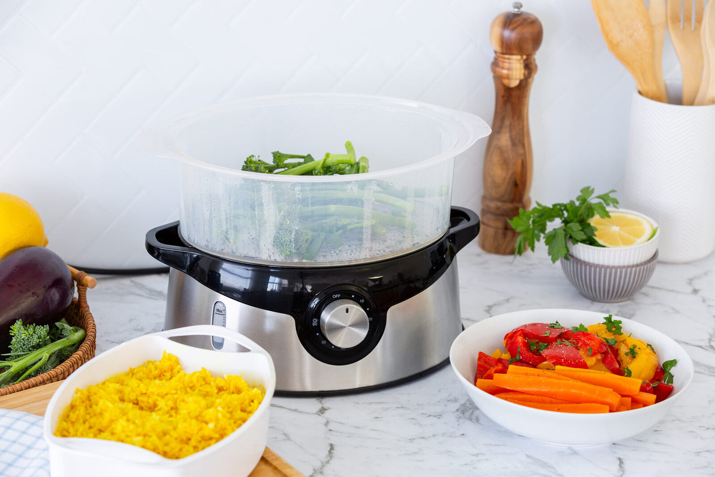3 Tier Food Steamer with Stainless Steel Base V196-FS100