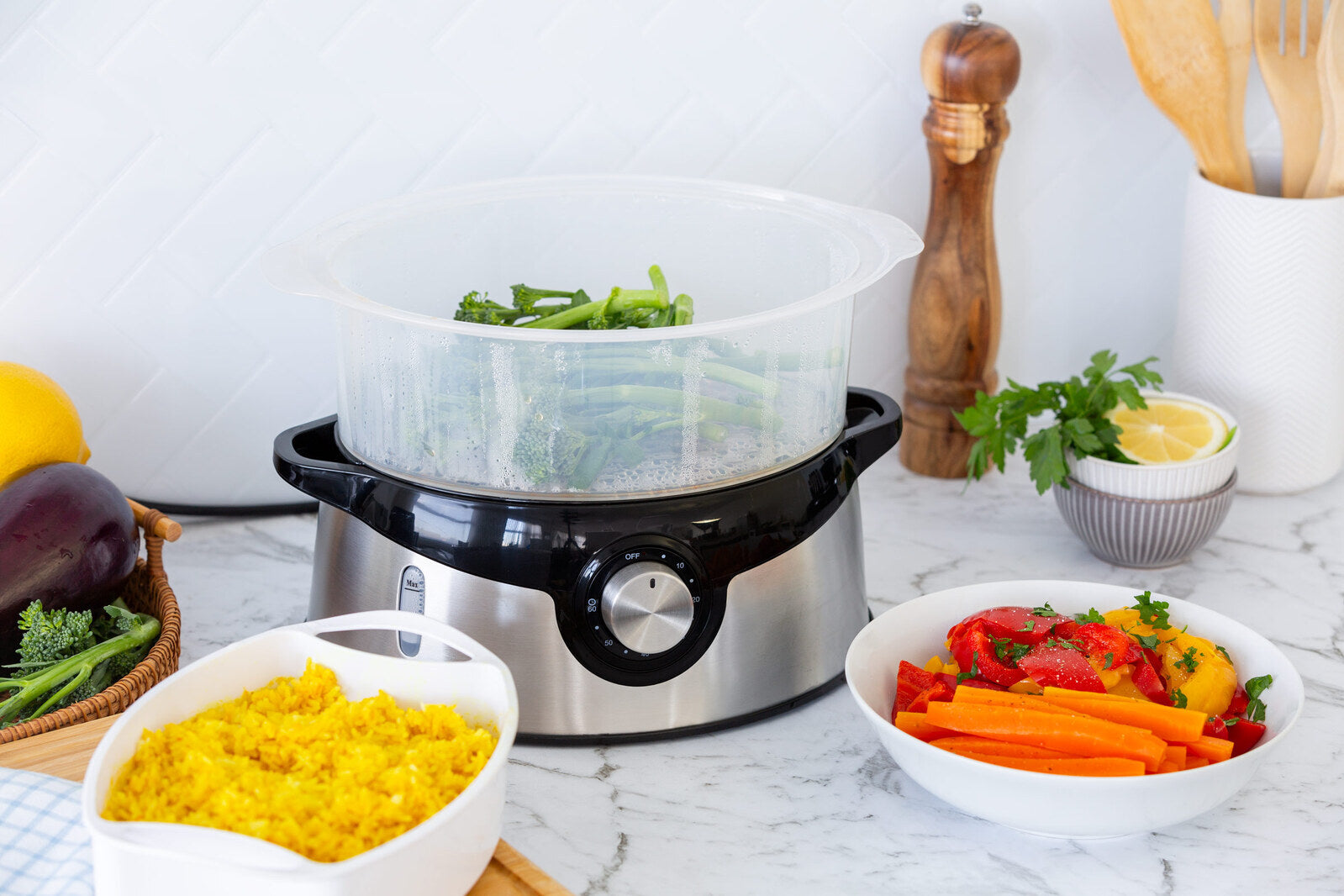 3 Tier Food Steamer with Stainless Steel Base V196-FS100