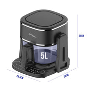 5L 2in1 Air Fryer and Grill, 1400W, Digital Touch Control, Clear Glass Cooking Basket V196-GAF505