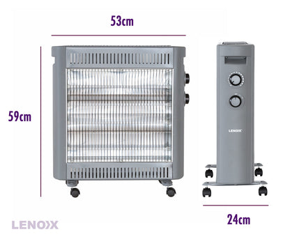 2200W Quartz Infrared Radiant Heater with Adjustable Thermostat and 2 Power Settings V196-H220