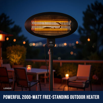 2000W 2.1m Free Standing Adjustable Portable Outdoor Electric Patio Heater Black V196-H600