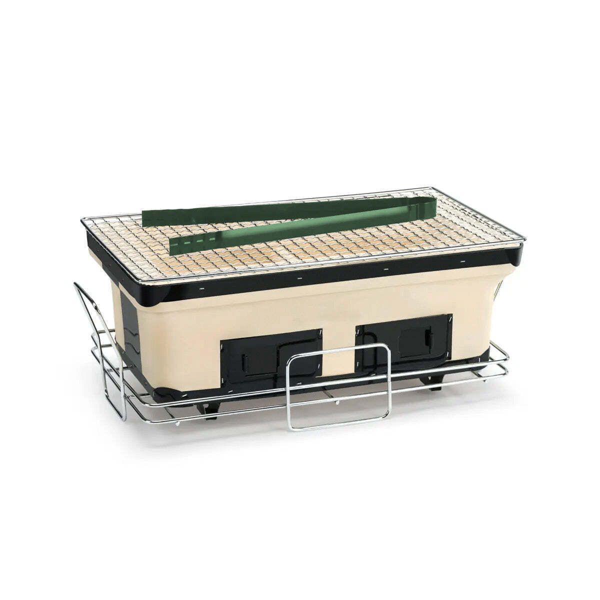 Portable Hibachi Tabletop Grill Dual Charcoal BBQ Chambers V196-HBG303