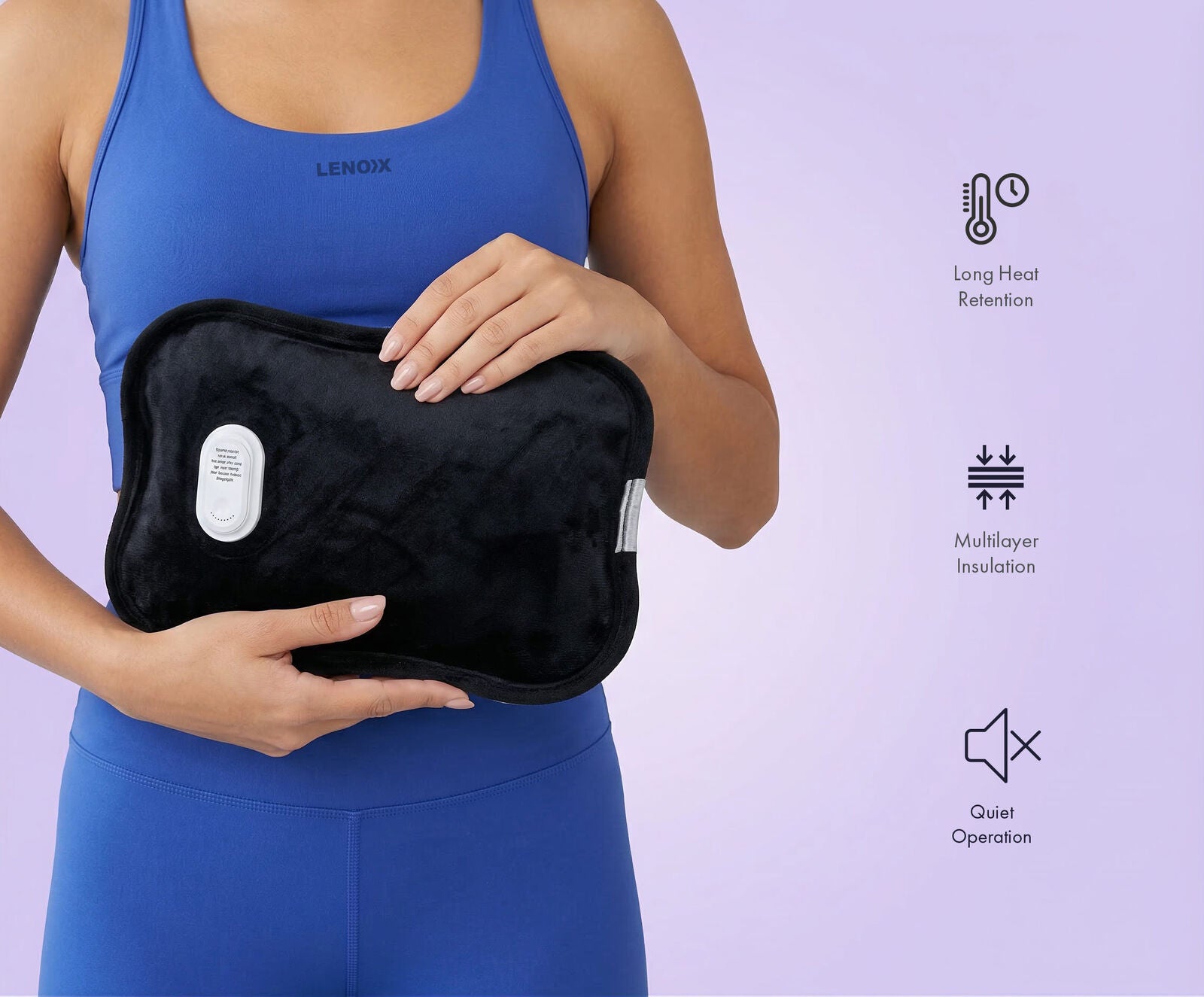 Rechargeable Electric Hot Water Bottle 180W, Fast Heating, Up to 70 degrees C, Leak-Resistant Design V196-HWB70