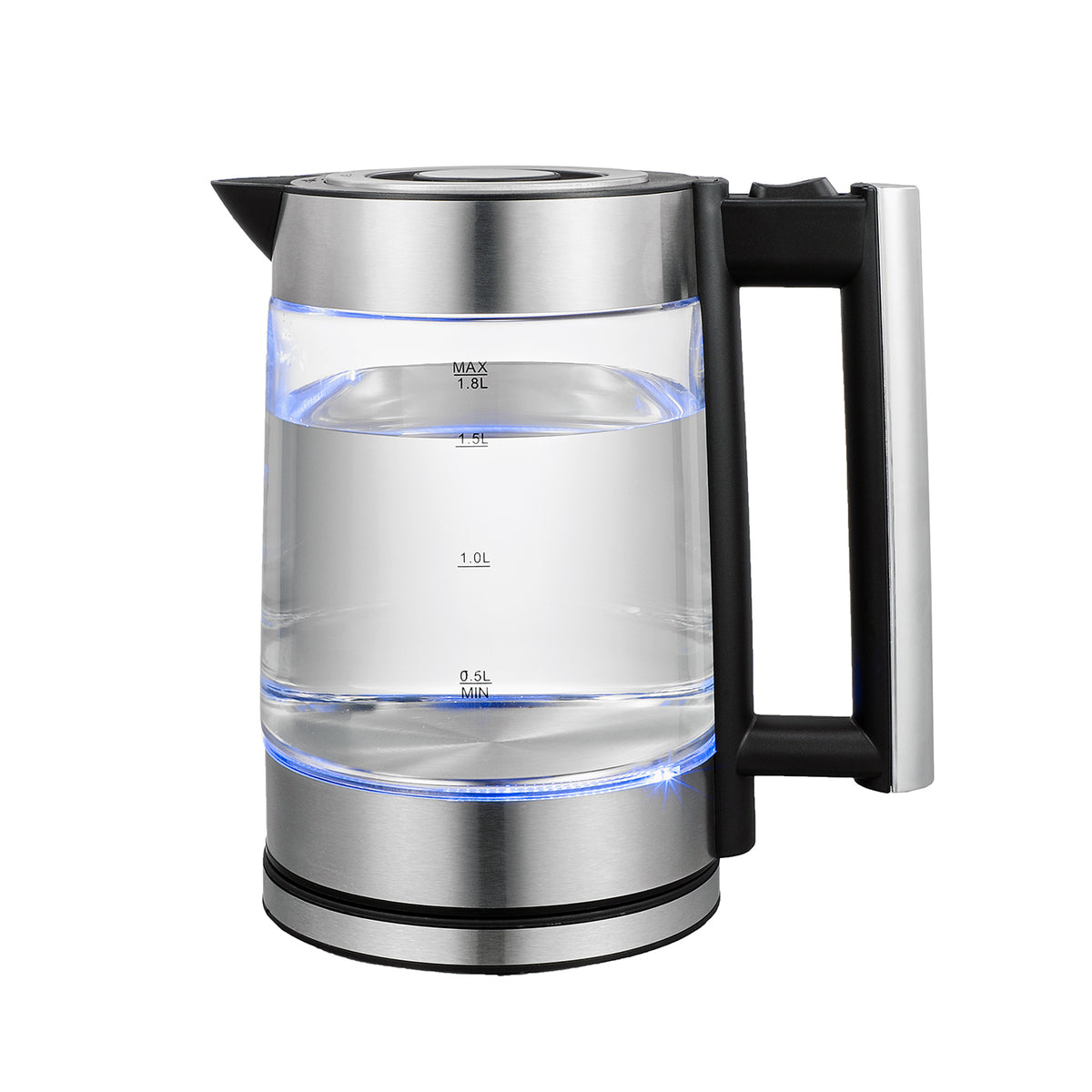 Healthy Choice 1.8L Cordless Glass Kettle, Stainless Steel, 1.8L, Blue LED V196-K180