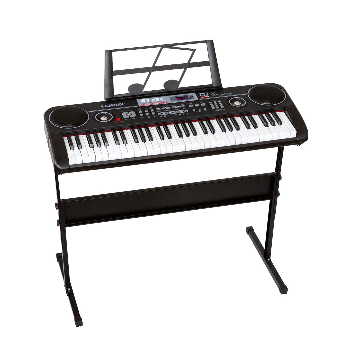 61-Key Electronic Learning Piano Keyboard, Light-Up Keys, LCD Display, with Music Stand Holder V196-KB328