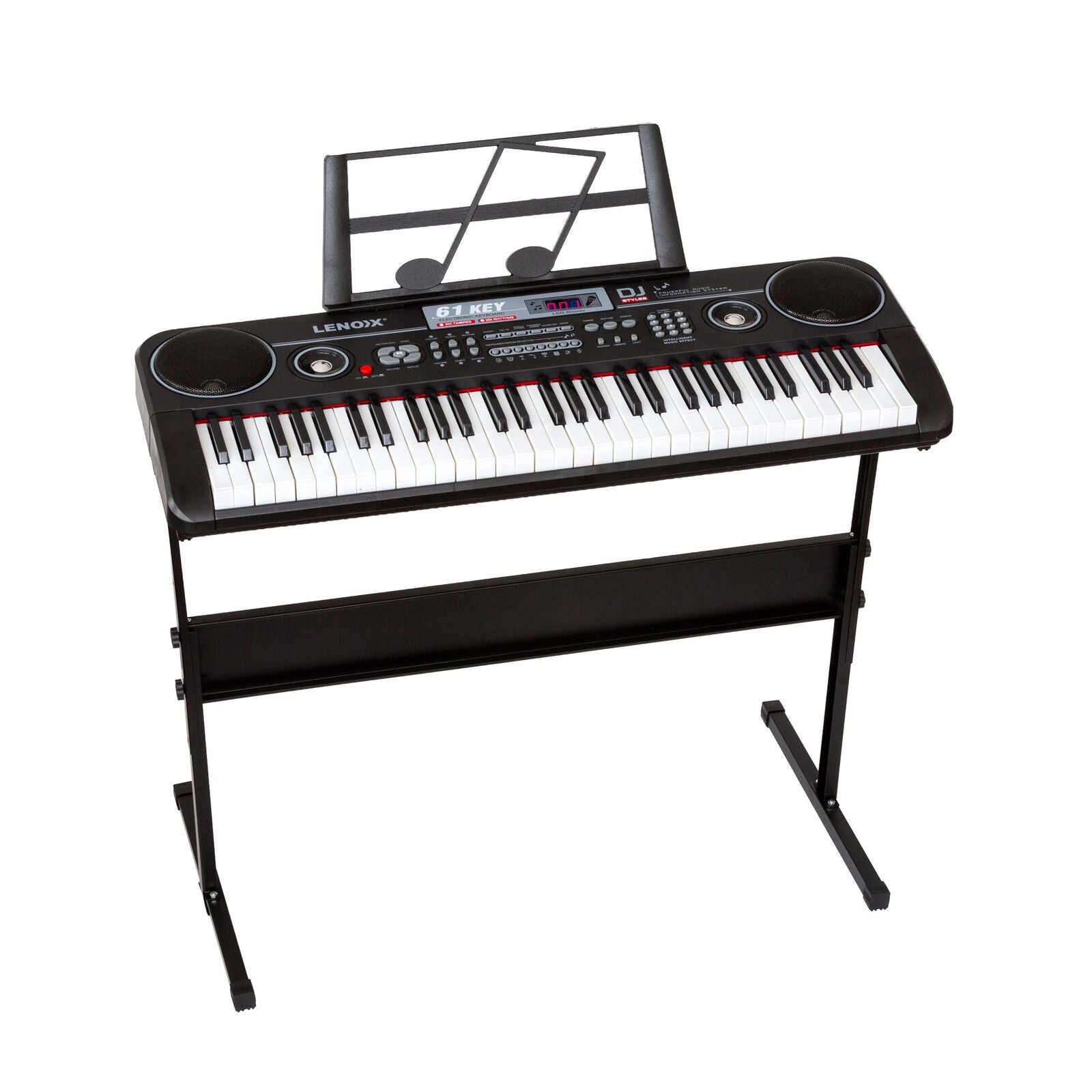 61-Key Electronic Learning Piano Keyboard, Light-Up Keys, LCD Display, with Music Stand Holder V196-KB328